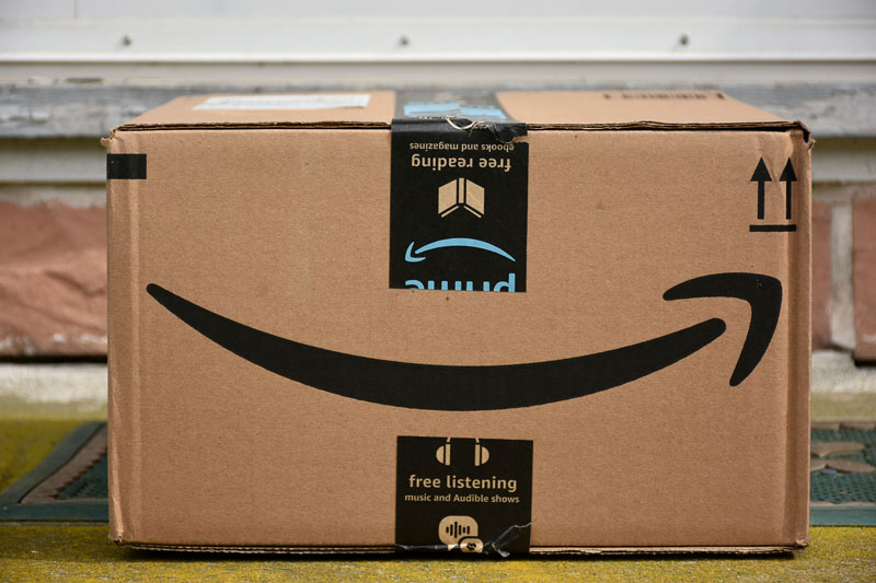 Photo of an AmazonSmile package shipped to a house